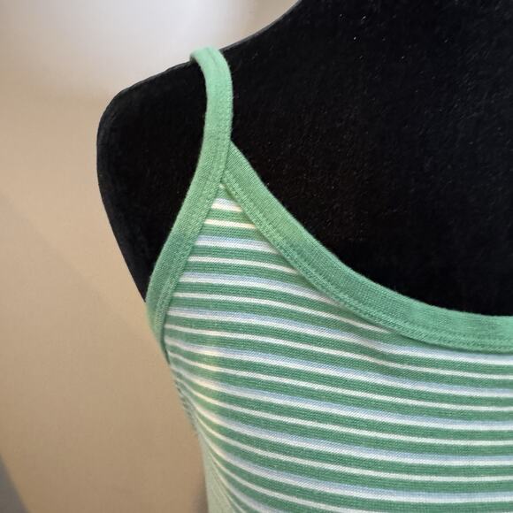 American Eagle Medium Green White Striped Cami Mini Dress Summer Preppy Travel - Picture 4 of 6